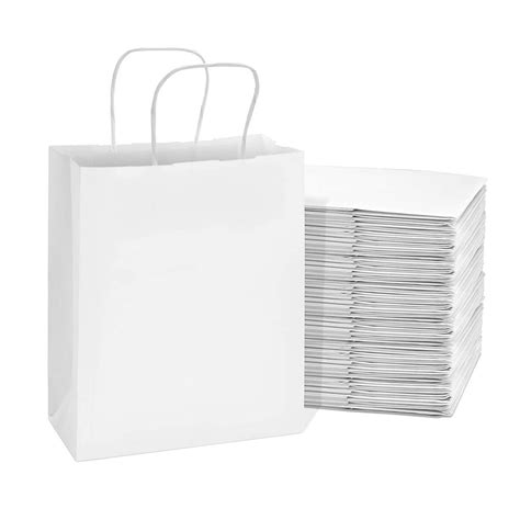 White Paper Bags With Handles 8x4x10 Inches 100 Pcs Paper Shopping