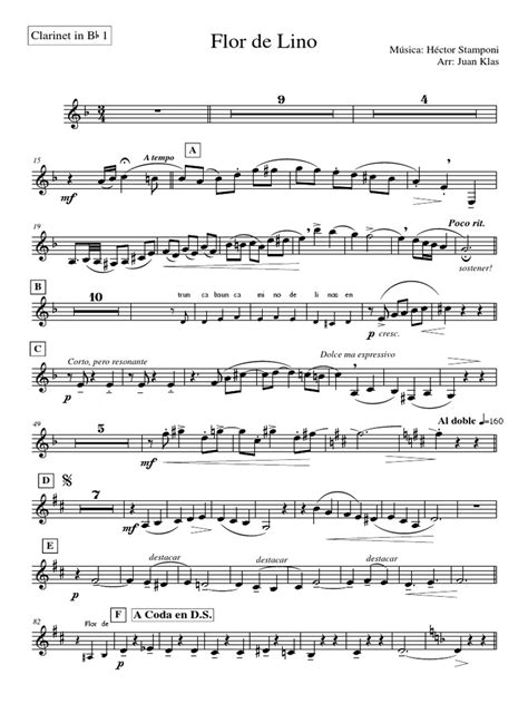 Flor De Lino Clarinet In Bb 1 Pdf Download Free Pdf Formes