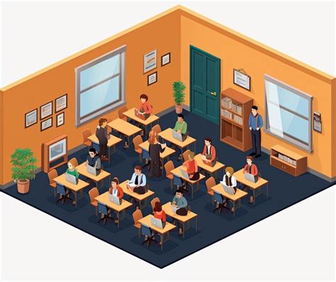 Premium Photo Classroom Isometric Composition With Teacher And