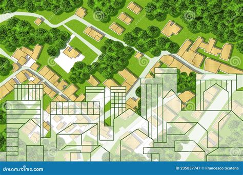 Real Estate Concept with an Imaginary Cadastral Map of Territory with ...