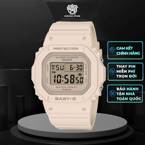 ĐỒNG HỒ NỮ CASIO BABY G BGD 565 4D DÂY NHỰA MÀU BE CHỐNG VA ĐẬP CHỐNG