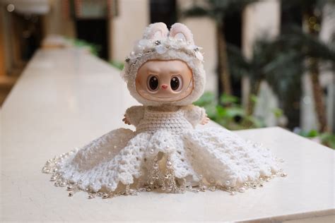 Labubu Clothes: White Lace Dress, Shoes & Headband Set | Elyra