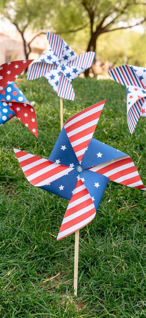 Printable Patriotic Pinwheels For Your Red White And Blue Celebrations