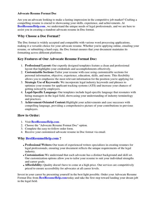 Advocate Resume Format | PDF | Résumé