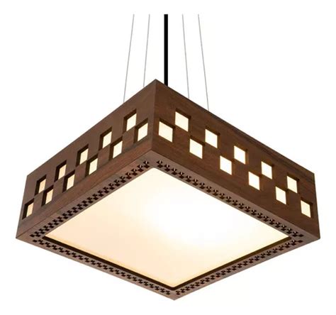 Lámpara colgante decorativa Enseada Quad de madera 45 cm MercadoLibre