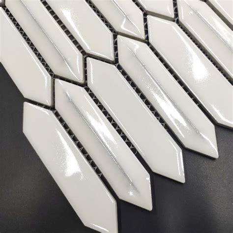 Foshan Elongated Picket Shaped Glossy Porcelain Long Hexagon Mosaic