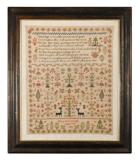 Mary Ann Semple An Embroidered Sampler 1851 Embroidered With An