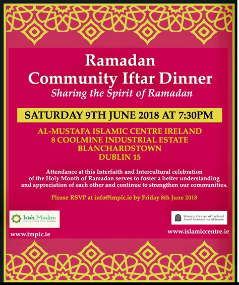 4th Annual Ramadan Community Iftar Dinner Open Invitation Islamic