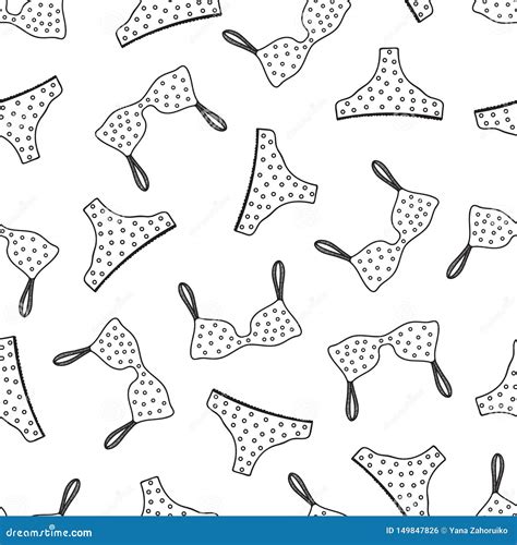 Seamless Pattern With Women Underwear Lingerie Background Hand Drawn