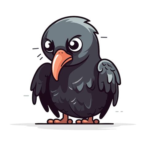 Premium Vector Vector Illustration Of Cute Black Crow Isolated On