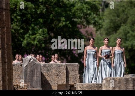 Olympia Grecia 15 Aprile 2024 Cerimonia Di Accensione Della Fiamma