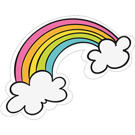 Rainbow with Clouds Clipart Sticker - Sticker Mania