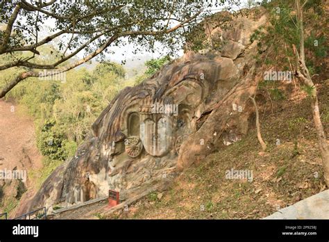 Lord Vishnu Sculpture Carved In A Mountain In Unokoti Tripura India