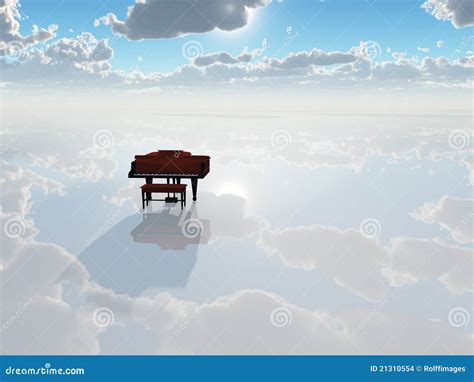 Piano In Stark White Landscape Stock Illustration Illustration Of