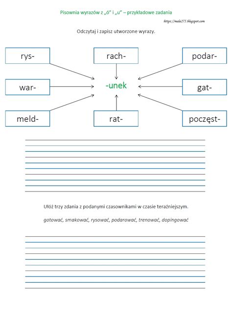 Blog Edukacyjny Dla Dzieci Pisownia Wyraz W Z I U Przyk Adowe