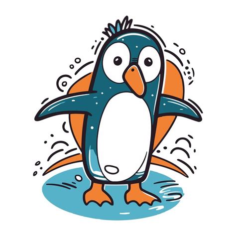 Cartoon De Pinguim Bonito Isolado Em Fundo Branco Ilustra O Vetorial