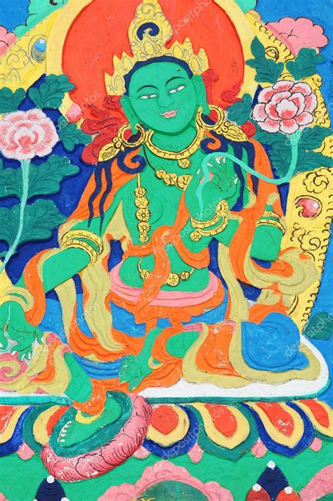 Ancient Tibetan wall painting art of buddha — Stock Photo © bbbbar #11485905