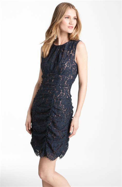 Eliza J Ruched Seam Lace Sheath Dress Nordstrom