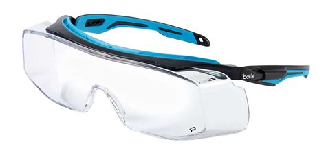 Bolle Tryon Otg Industrial Spectacle Black Blue Pc Tpr Frame Clear Lens Platinum Safety Glasses