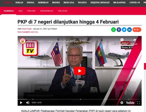 Berita Harian Pkp Di Negeri Dilanjutkan Hingga Februari Media