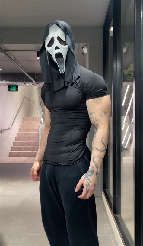 ghostface maskedmen hair nails lipstick face mask lip