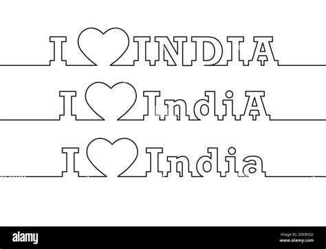 I LOVE INDIA. The name of the country is drawn using polygonal lines ...