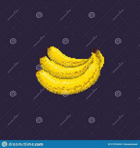 Pixel Art Banana A Bunch Of Three Bananas On Dark Blue Background