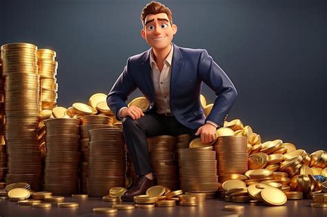 Premium Ai Image Cartoon Character Man Leaning On A Huge Stack Of