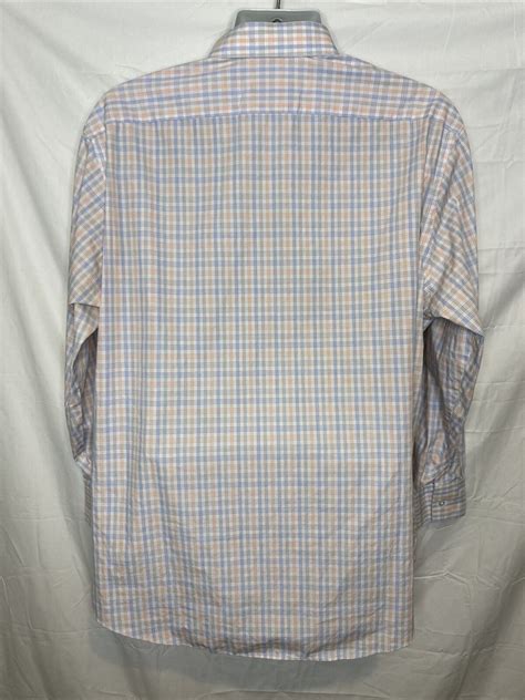 Geoffrey Beene Dress Shirt Mens Multicolor Plaid Long Sleeve