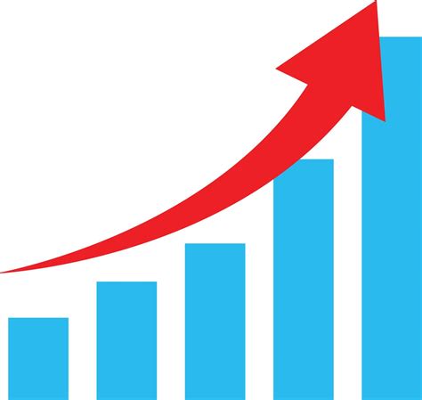 growth diagram with red arrow going up icon on white background