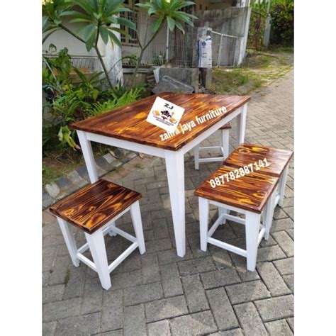 Jual Meja Makan Set Cafe Resto Dll Bahan Kayu Jati Belanda Shopee