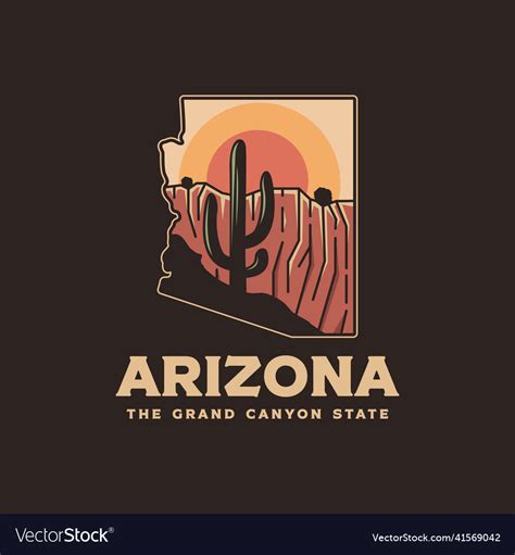 Arizona Map Logo Design On Dark Background Vector Image