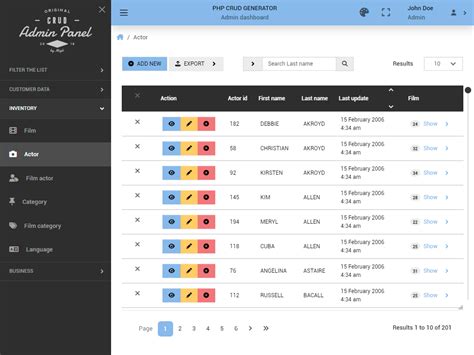 PHP CRUD Bootstrap Dashboard Generator PHPCG