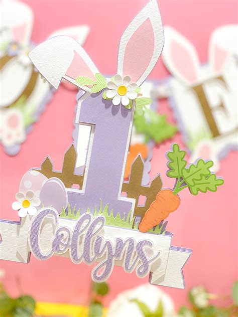 Bunny Easter Cake Topper Bunny One Cake Topper Rabbit Theme Party Some