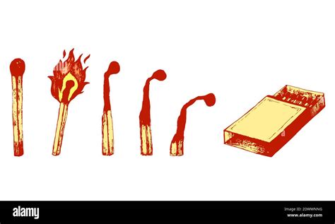 Safety Colorful Matches Collection With Burning Match With Fire Open