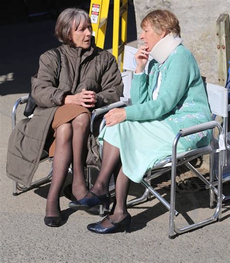 Dame Eileen Atkins and Selina Cadell chat between takes of filming Doc ...