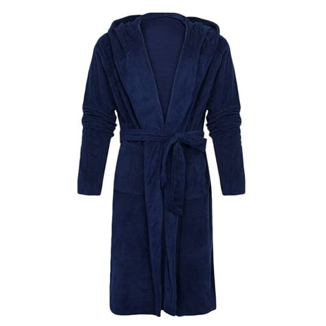 Lovskoo Mens Soft Plush Fleece Hooded Bathrobe Full Length Long Warm Lounge Robe With Hood Dark