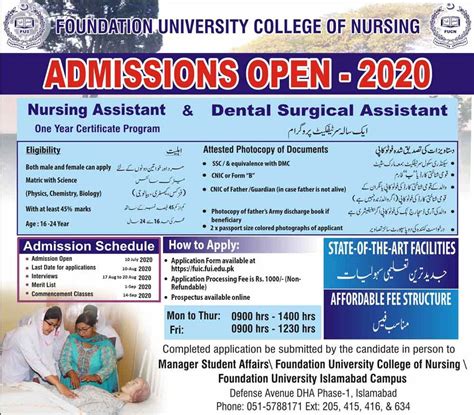 Foundation University College of Nursing Admission 2024 Merit List