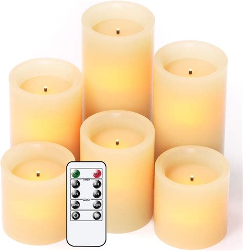 Dromance Flameless Flickering Candles Battery Operated With 10 Key Remote And Timer Set Of 6