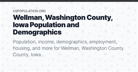 Wellman, Washington County, Iowa Population | Income, Demographics, Employment, Housing