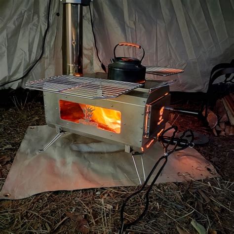 Hot Tent Wood Stove Outdoor Wood Burning Tent Stove With Glasspower Bank Charger