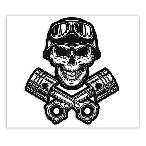 1 X Vinyl Sticker Biker Skull Motorcycle Man Decals for Bumper Car ...