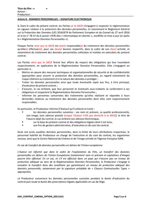 Modele De Contrat D Option Cinema Doc Pdf Page Sur