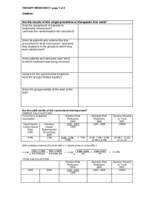 Critical Appraisal Worksheet Pdf Medicine Clinical Medicine