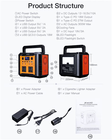 New Xmund Xd Ps Wh Power Station V V W Peak W Power