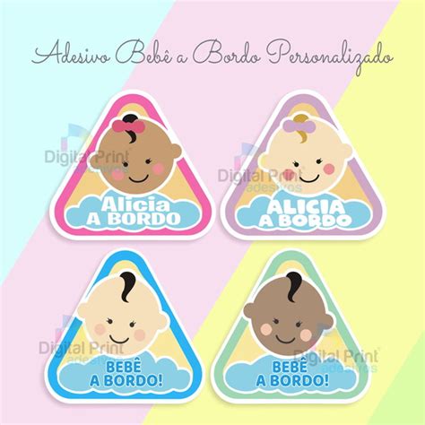 Adesivo Refletivo Bebe A Bordo Personalizado Nome Do Bebe Elo7