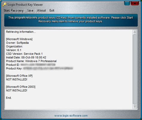 logix product key viewer  softpedia