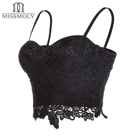 Buy Womens Sexy Embroidery Strap Bustier Racer Bustiers Top Black Or White