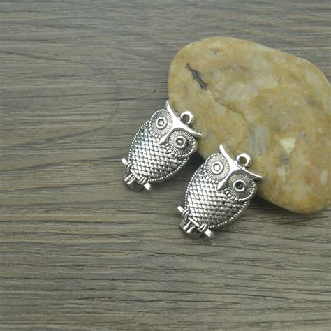 Wholesale 40 Pcs Metal Tibetan Silver Charms Owl Pendants Hand Made