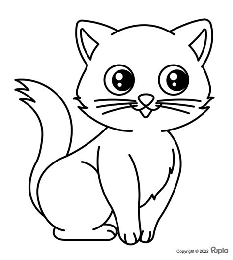 🖍️ Gato Fácil Y Bonito Dibujo Para Colorear Gratis Para Imprimir